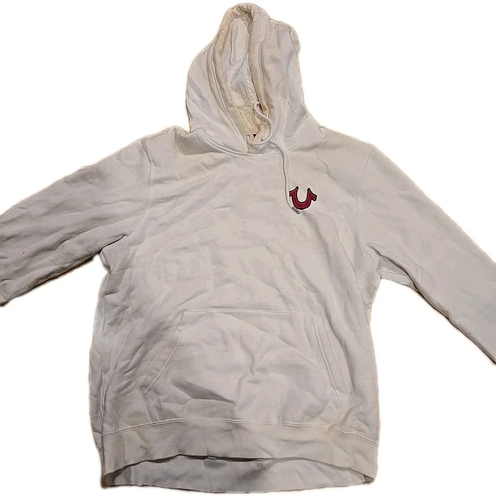 white True Religion brand pullover hoodie XL